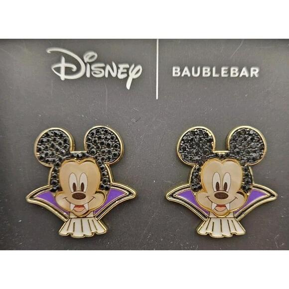 Disney Jewelry - Disney X Baublebar Stud Earrings Mickey Mouse Halloween Vampire Dracula Gems